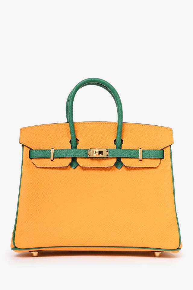 Hermes 2019 Orange/Green Leather Special Order Birkin 25
