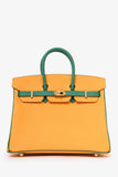 Hermes 2019 Orange/Green Leather Special Order Birkin 25