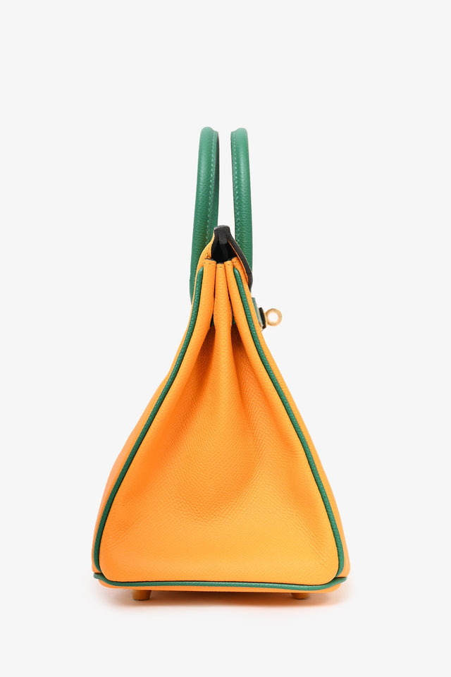 Hermes 2019 Orange/Green Leather Special Order Birkin 25