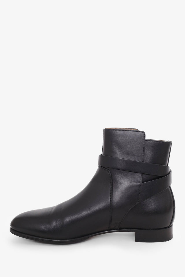 Hermes Black Leather Neo Ankle Boots Size 37.5