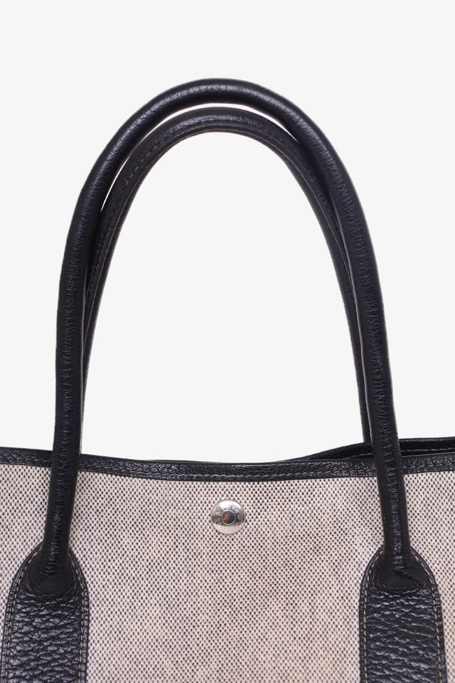 Hermes 2002 Beige/Black Coated Canvas/Leather Garden Party 36