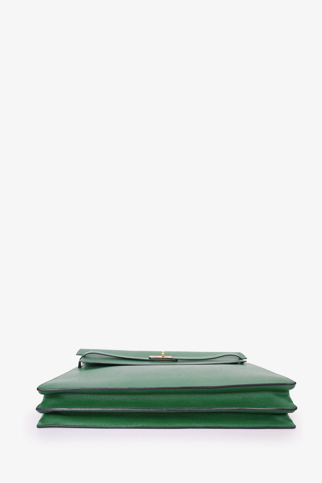 Hermes 1995 Green Epsom Leather Kelly Depeche 38 Briefcase