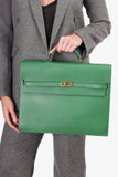 Hermes 1995 Green Epsom Leather Kelly Depeche 38 Briefcase
