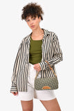 Christian Dior 1991 Green/Cream Canvas Monogram 'Maris Pearl' Shoulder Bag
