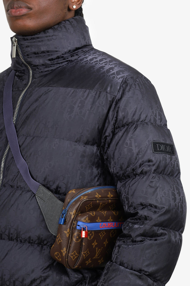 Christian Dior Black Oblique Down Zip-Up Puffer Jacket Size 48 Mens