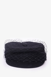 Christian Dior Black Newsboy Hat with Black Veil