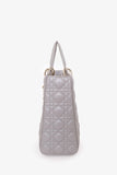 Christian Dior 2014 Grey Cannage Leather Large Lady Dior Top Handle with Strap