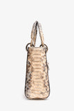 Christian Dior 2009 Grey Python Mini Lady Dior Top Handle With Strap (As Is)