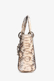 Christian Dior 2009 Grey Python Mini Lady Dior Top Handle With Strap (As Is)