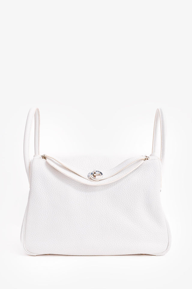 Hermes 2008 White Clemence Leather Lindy 30 (As Is)