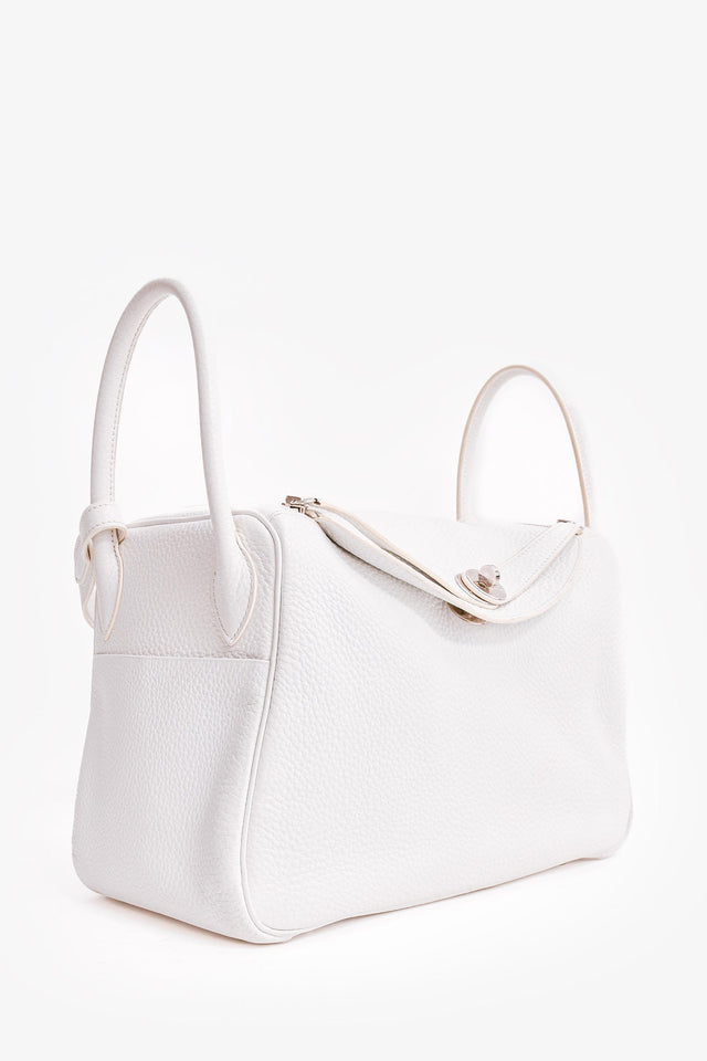 Hermes 2008 White Clemence Leather Lindy 30 (As Is)