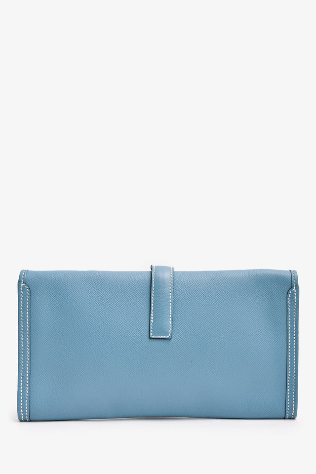 Hermes 2011 Blue Jean Epsom Leather Jige Elan 29 Clutch