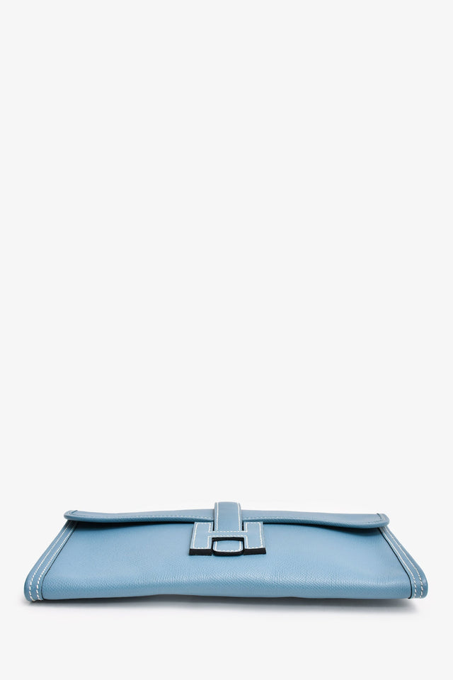 Hermes 2011 Blue Jean Epsom Leather Jige Elan 29 Clutch