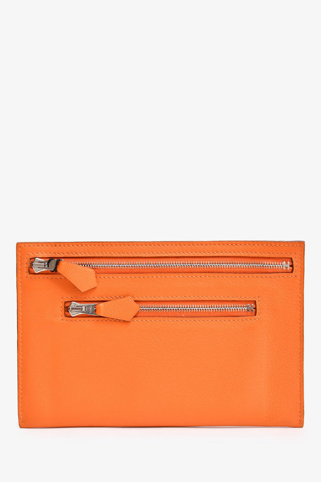 Hermes 2008 Orange Swift Leather Zipper Pouch