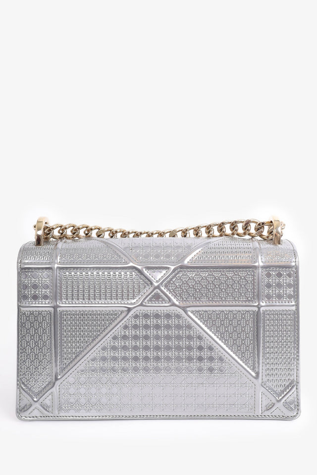 Christian Dior 2017 Silver Leather Small 'Diorama' Shoulder Bag