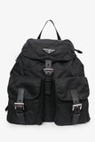 Prada Black Nylon Backpack with Leather Trim