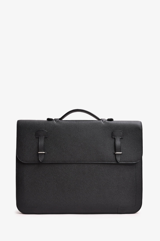 Hermes 2015 Black Epsom Leather Serviette 57 Briefcase