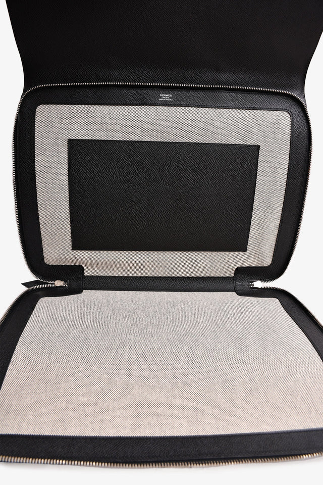 Hermes 2015 Black Epsom Leather Serviette 57 Briefcase
