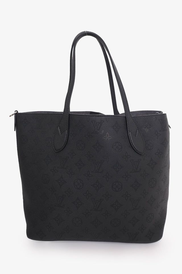 Louis Vuitton Black Leather Mahina Blossom MM Tote with Pouch