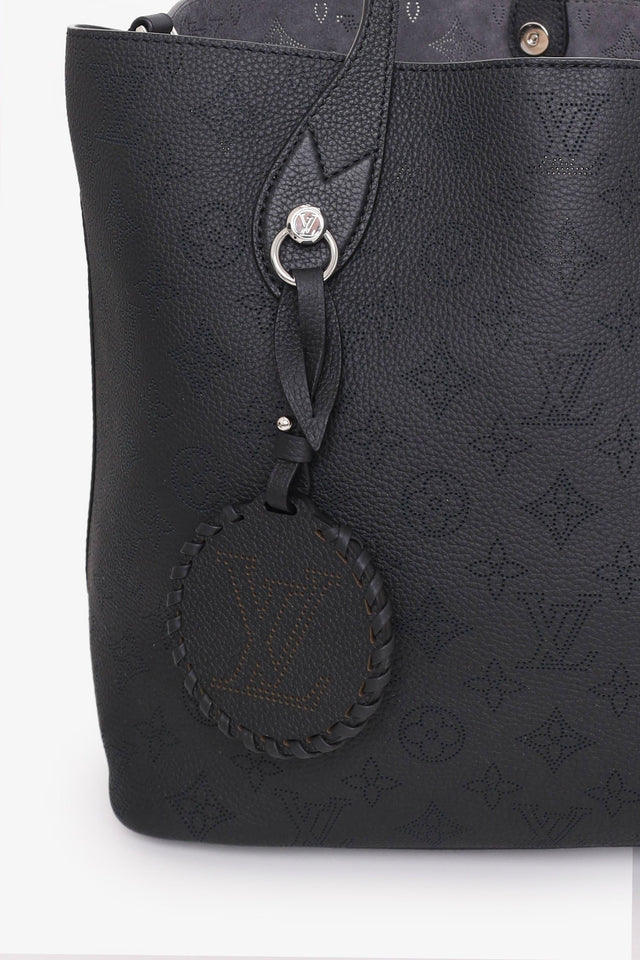 Louis Vuitton Black Leather Mahina Blossom MM Tote with Pouch