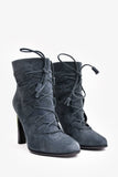 Hermes Teal Suede Lace Up Ankle Boots Size 40