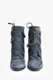Hermes Teal Suede Lace Up Ankle Boots Size 40