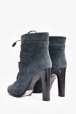 Hermes Teal Suede Lace Up Ankle Boots Size 40