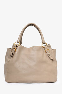 Prada Brown Leather Logo GHW Shoulder Bag