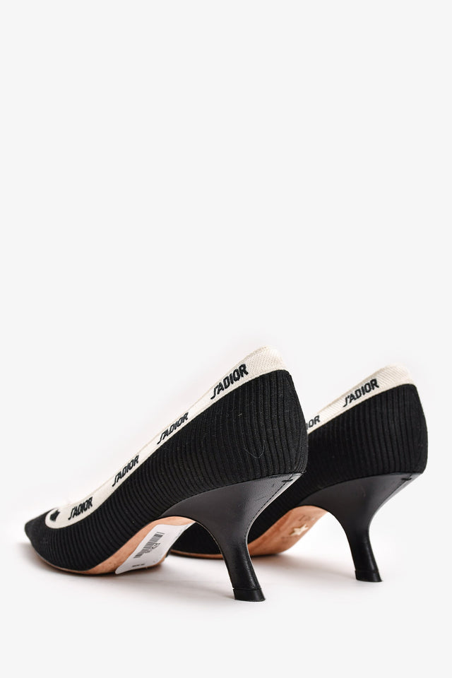 Christian Dior Black Fabric Logo Kitten Heels Size 38