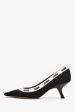 Christian Dior Black Fabric Logo Kitten Heels Size 38