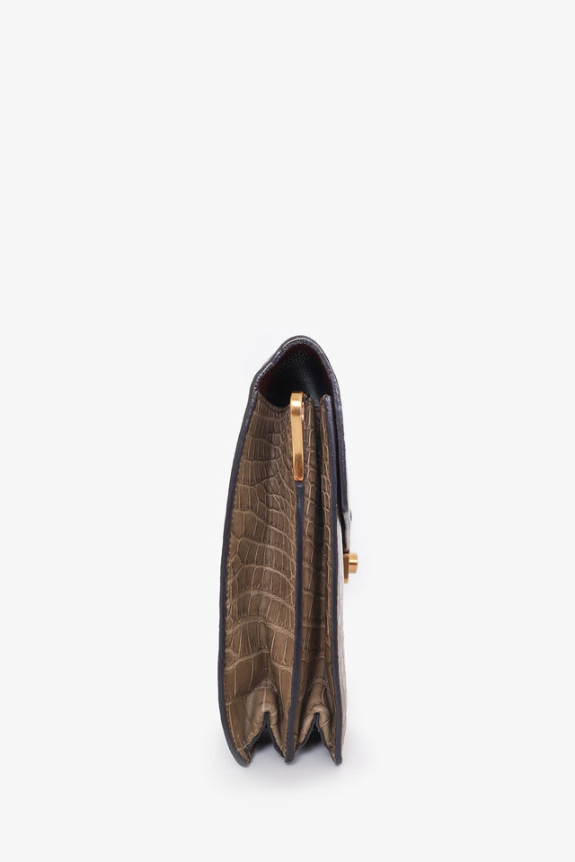 Prada Taupe Crocodile Exotic Sound Bag with Strap