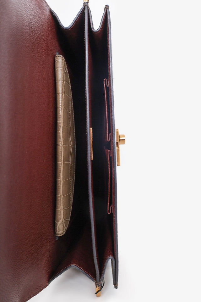 Prada Taupe Crocodile Exotic Sound Bag with Strap