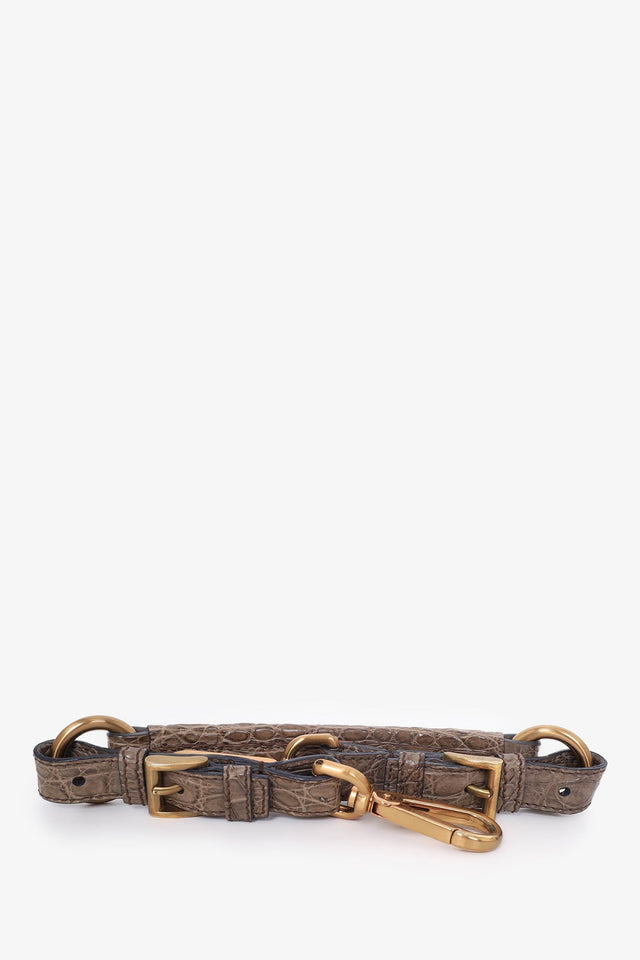 Prada Taupe Crocodile Exotic Sound Bag with Strap