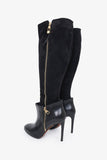 Louis Vuitton Black Leather and Suede Calf Length Booties Size 37