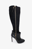 Louis Vuitton Black Leather and Suede Calf Length Booties Size 37