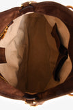 Prada Dark Brown Suede Large Bowler Bag With Strap (As Is)