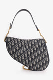 Christian Dior 2018 Blue Oblique Jacquard Saddle Bag with Canvas Strap