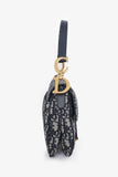Christian Dior 2018 Blue Oblique Jacquard Saddle Bag with Canvas Strap