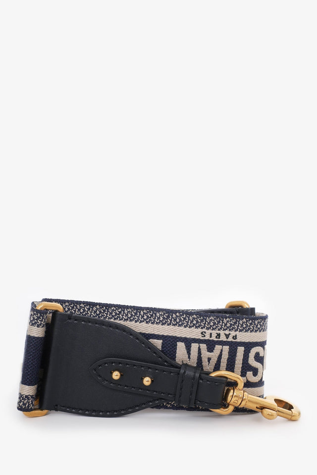 Christian Dior 2018 Blue Oblique Jacquard Saddle Bag with Canvas Strap