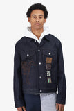 Hermes Navy Horse Stitch Patch Denim Jacket Size 50 Mens