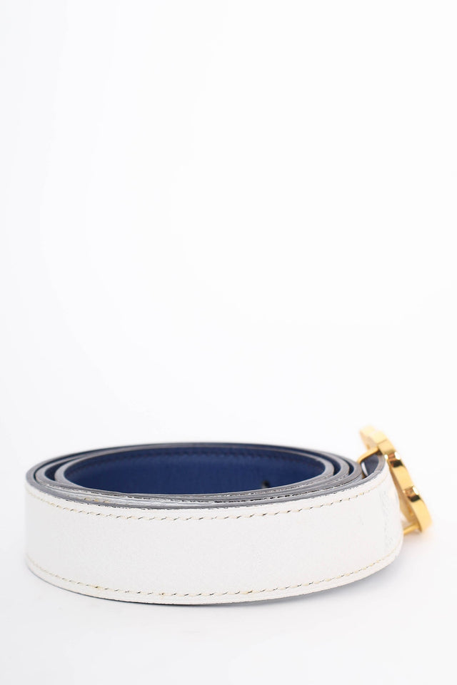 Hermes White/Navy Reversible Leather 24 mm Iris Belt Kit