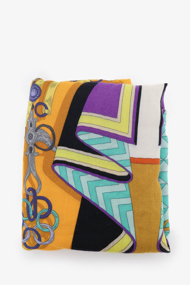 Hermes Pink/Multicolour Cashmere/Silk Printed Scarf 140CM