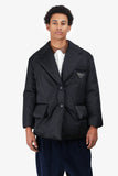 Prada Black Reissue Nylon Belted Puffer Blazer Jacket Size 38 Mens