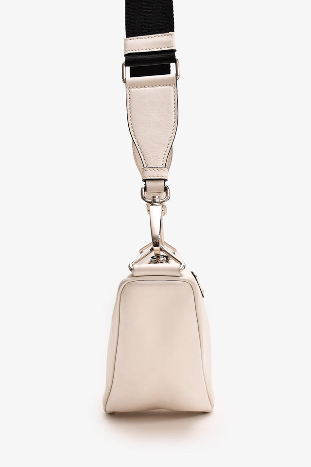 Prada White Leather Triangle Crossbody