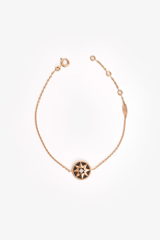 Christian Dior 18K Yellow Gold Diamond Set Rose Des Vents Bracelet