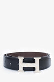 Hermes Black/Brown Leather Reversible Belt Size 95
