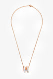 Hermes Rose Gold Toned/Baby Blue Enamel H Pop Necklace
