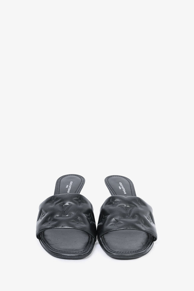 Louis Vuitton Black Leather Monogram Padded Kitten Heel Size 6