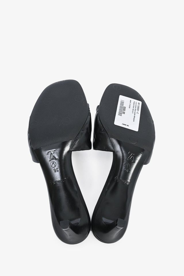 Louis Vuitton Black Leather Monogram Padded Kitten Heel Size 6