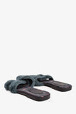 Hermes Green Mink Fur Oran Sandals Size 37 (As Is)